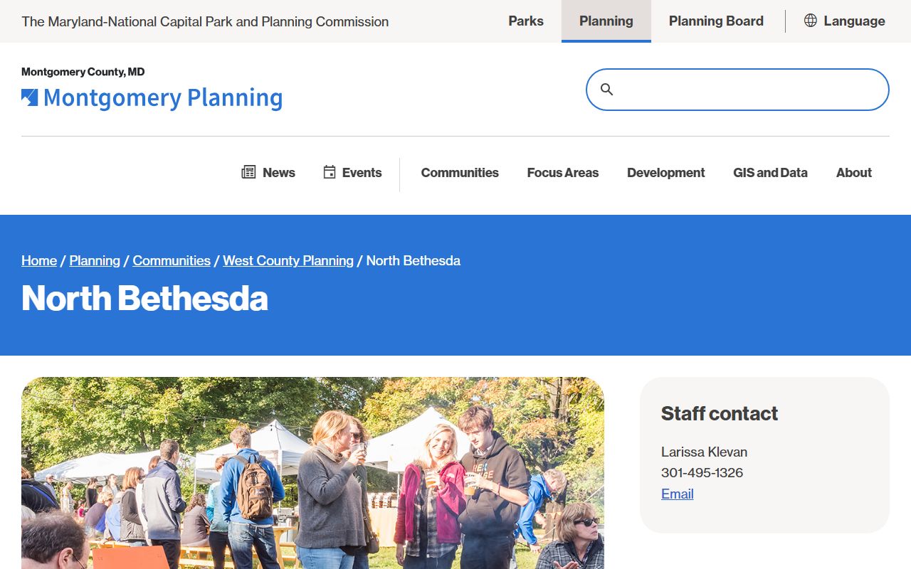 Montgomery County planning page for North Bethesda Maryland community information